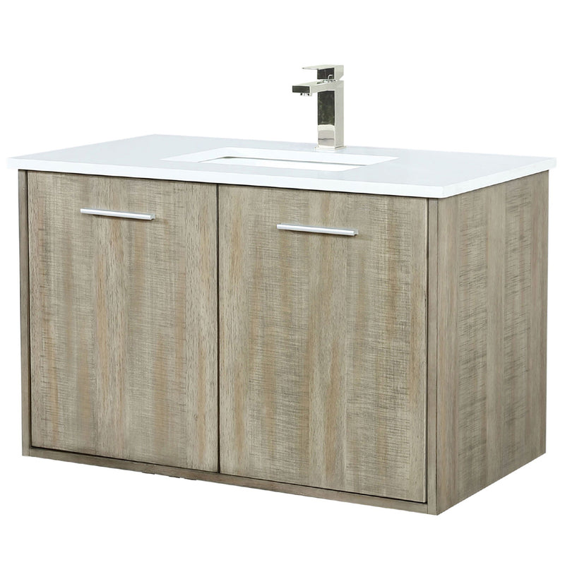 Lexora Fairbanks 36" W x 20" D Rustic Acacia Bath Vanity White Quartz Top with Faucet Set