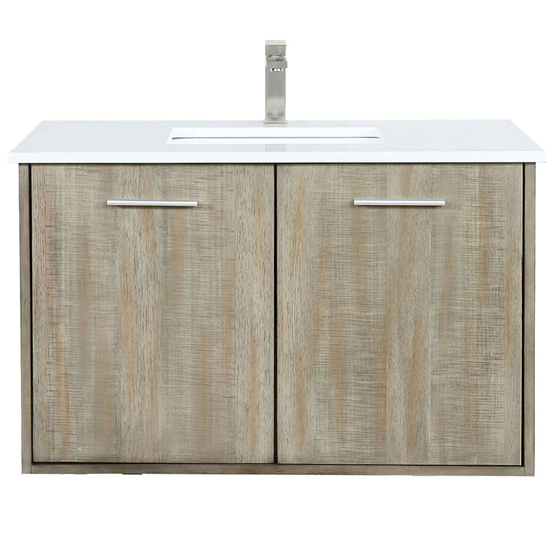 Lexora Fairbanks 36" W x 20" D Rustic Acacia Bath Vanity White Quartz Top with Faucet Set