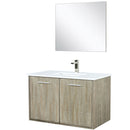 Lexora Fairbanks 36" W x 20" D Rustic Acacia Bath Vanity White Quartz Top with Faucet Set and 28" Mirror