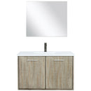 Lexora Fairbanks 36" W x 20" D Rustic Acacia Bath Vanity White Quartz Top with Faucet Set and 28" Mirror