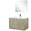 Lexora Fairbanks 36" W x 20" D Rustic Acacia Bath Vanity White Quartz Top with Faucet Set and 28" Mirror