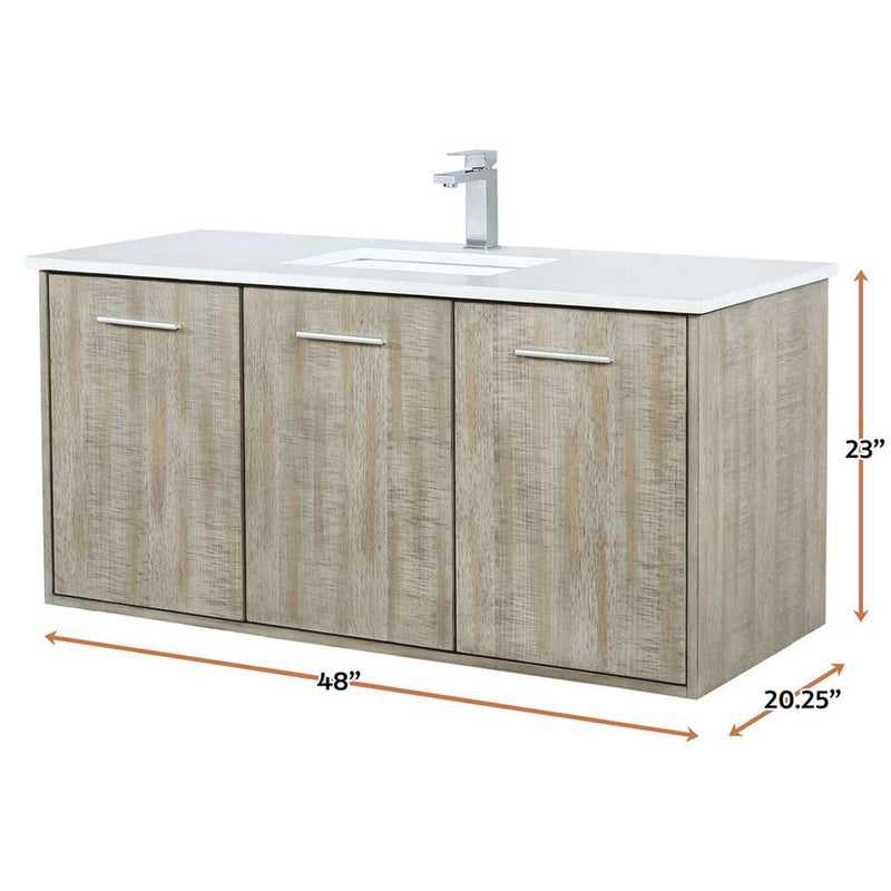 Lexora Fairbanks 48" W x 20" D Rustic Acacia Bath Vanity White Quartz Top with Faucet Set