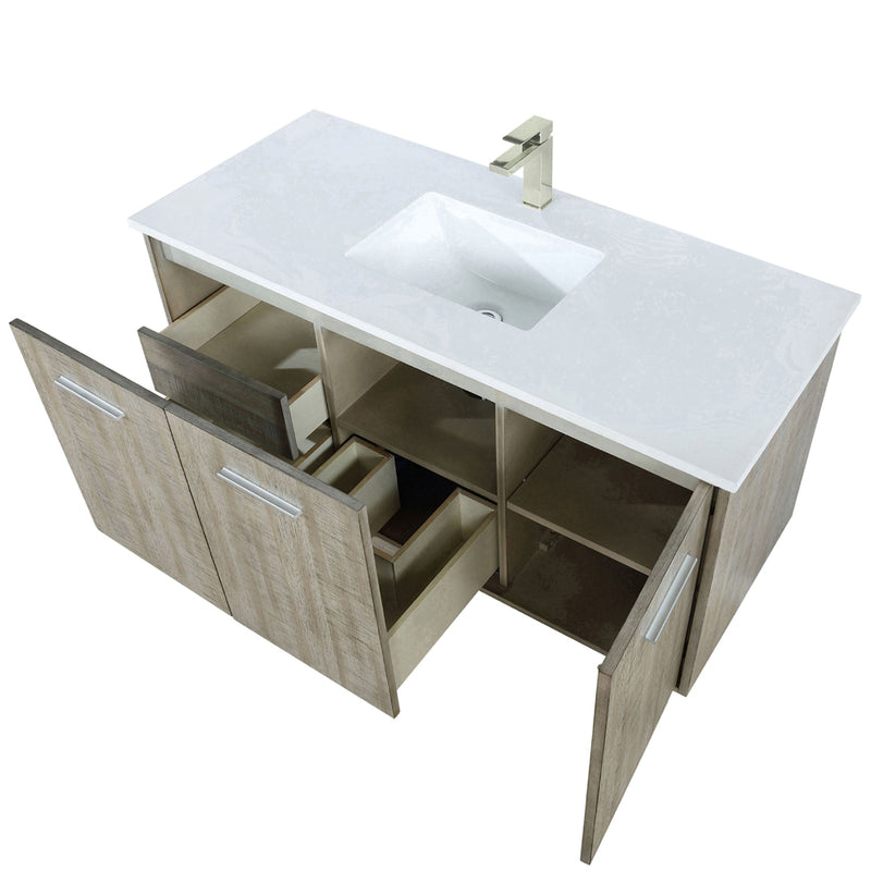 Lexora Fairbanks 48" W x 20" D Rustic Acacia Bath Vanity White Quartz Top with Faucet Set