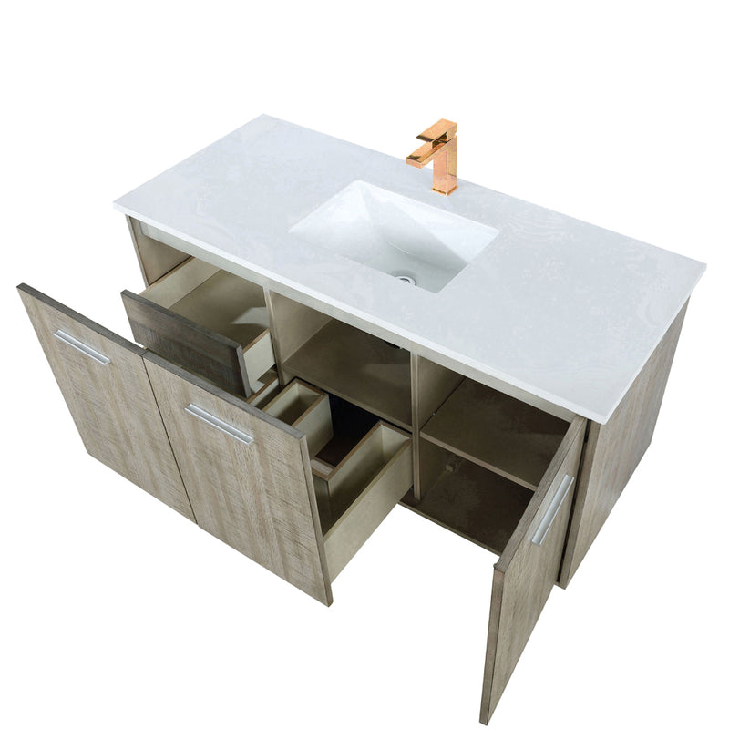 Lexora Fairbanks 48" W x 20" D Rustic Acacia Bath Vanity Cultured Marble Top with Faucet Set