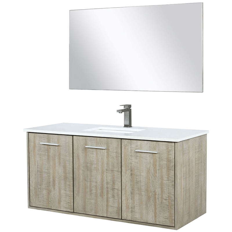 Lexora Fairbanks 48 " W x 20 " D Rustic Acacia Bath Vanity Cultured Marble Top with Faucet Set and 43" Mirror