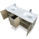 Lexora Fairbanks 60 " W x 20 " D Rustic Acacia Double Bath Vanity White Quartz Top with Faucet Set