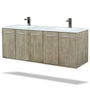 Lexora Fairbanks 60 " W x 20 " D Rustic Acacia Double Bath Vanity White Quartz Top with Faucet Set