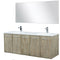 Lexora Fairbanks 60 " W x 20 " D Rustic Acacia Double Bath Vanity White Quartz Top with Faucet Set and 55" Mirror