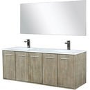 Lexora Fairbanks 60 " W x 20 " D Rustic Acacia Double Bath Vanity White Quartz Top with Faucet Set and 55" Mirror