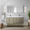 Lexora Fairbanks 60 " W x 20 " D Rustic Acacia Double Bath Vanity White Quartz Top with Faucet Set and 55" Mirror