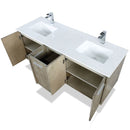 Lexora Fairbanks 60 " W x 20 " D Rustic Acacia Double Bath Vanity Cultured Marble Top with Faucet Set