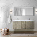 Lexora Fairbanks 60 " W x 20 " D Rustic Acacia Double Bath Vanity Cultured Marble Top with Faucet Set and 55" Mirror