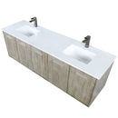 Lexora Fairbanks 72 " W x 20 " D Rustic Acacia Double Bath Vanity White Quartz Top with Faucet Set