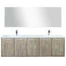 Lexora Fairbanks 72 " W x 20 " D Rustic Acacia Double Bath Vanity White Quartz Top with Faucet Set and 70" Mirror