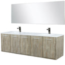 Lexora Fairbanks 72 " W x 20 " D Rustic Acacia Double Bath Vanity White Quartz Top with Faucet Set and 70" Mirror