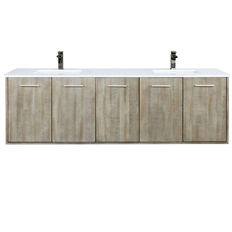 Lexora Fairbanks 72 " W x 20 " D Rustic Acacia Double Bath Vanity Cultured Marble Top with Faucet Set