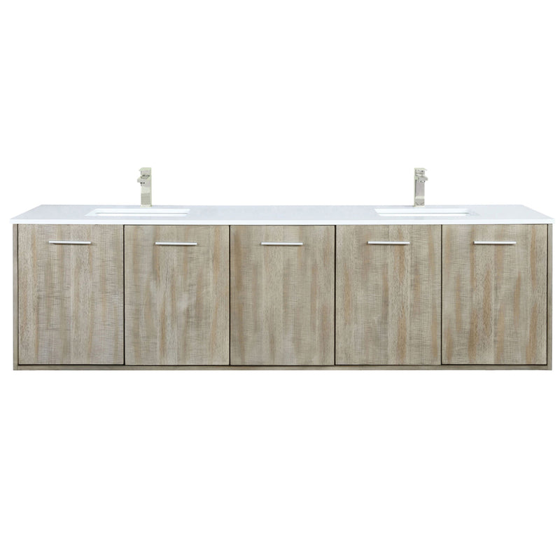 Lexora Fairbanks 80 " W x 20 " D Rustic Acacia Double Bath Vanity White Quartz Top with Faucet Set