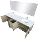 Lexora Fairbanks 80" W x 20" D Rustic Acacia Double Bath Vanity White Quartz Top with Faucet Set and 70" Mirror