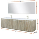 Lexora Fairbanks 80" W x 20" D Rustic Acacia Double Bath Vanity White Quartz Top with Faucet Set and 70" Mirror