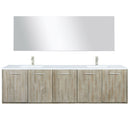 Lexora Fairbanks 80" W x 20" D Rustic Acacia Double Bath Vanity White Quartz Top with Faucet Set and 70" Mirror