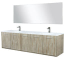 Lexora Fairbanks 80" W x 20" D Rustic Acacia Double Bath Vanity White Quartz Top with Faucet Set and 70" Mirror