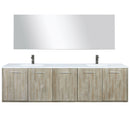 Lexora Fairbanks 80" W x 20" D Rustic Acacia Double Bath Vanity White Quartz Top with Faucet Set and 70" Mirror