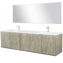 Lexora Fairbanks 80" W x 20" D Rustic Acacia Double Bath Vanity White Quartz Top with Faucet Set and 70" Mirror