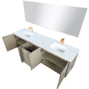 Lexora Fairbanks 80" W x 20" D Rustic Acacia Double Bath Vanity White Quartz Top with Faucet Set and 70" Mirror