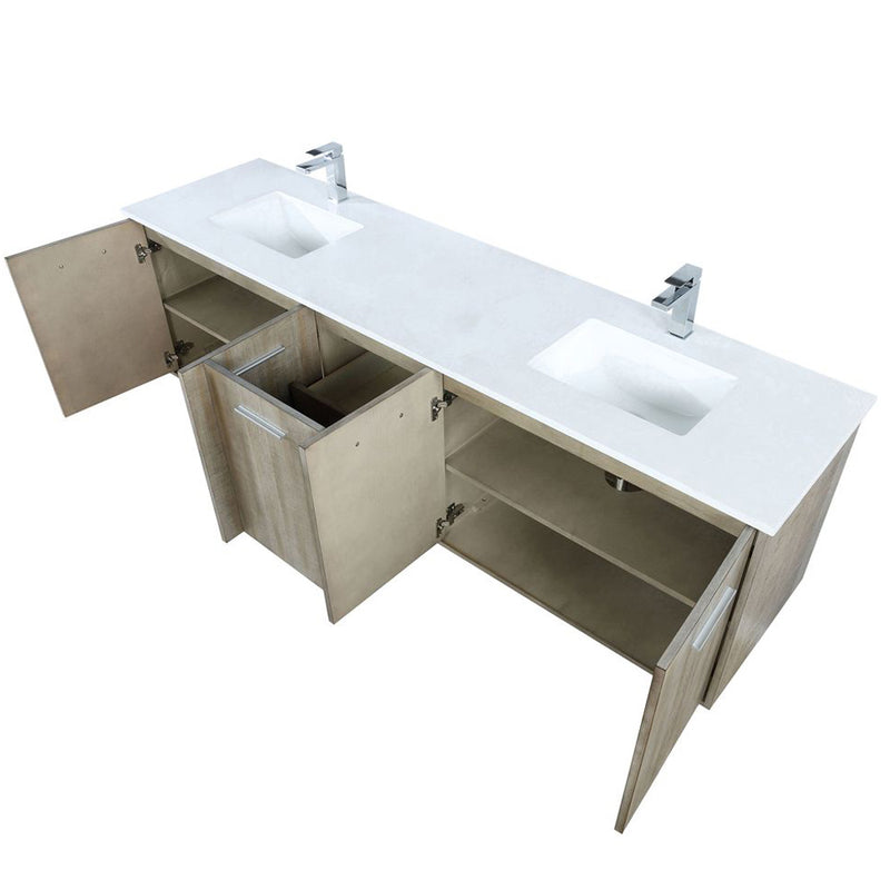 Lexora Fairbanks 80 " W x 20 " D Rustic Acacia Double Bath Vanity Cultured Marble Top with Faucet Set