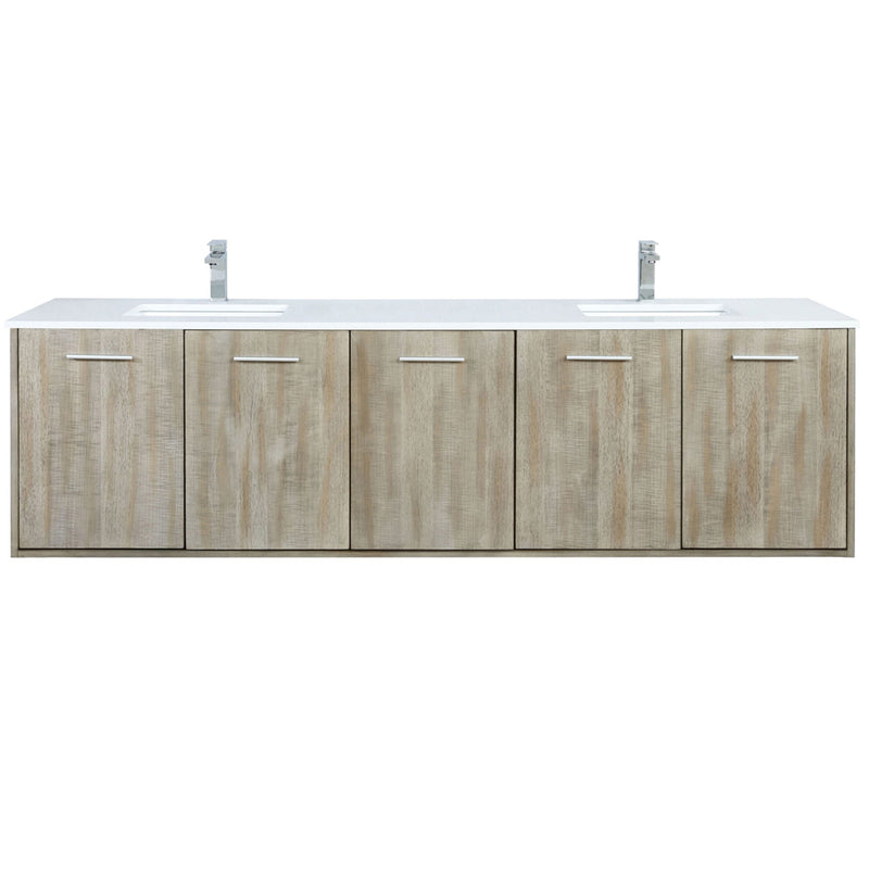 Lexora Fairbanks 80 " W x 20 " D Rustic Acacia Double Bath Vanity Cultured Marble Top with Faucet Set