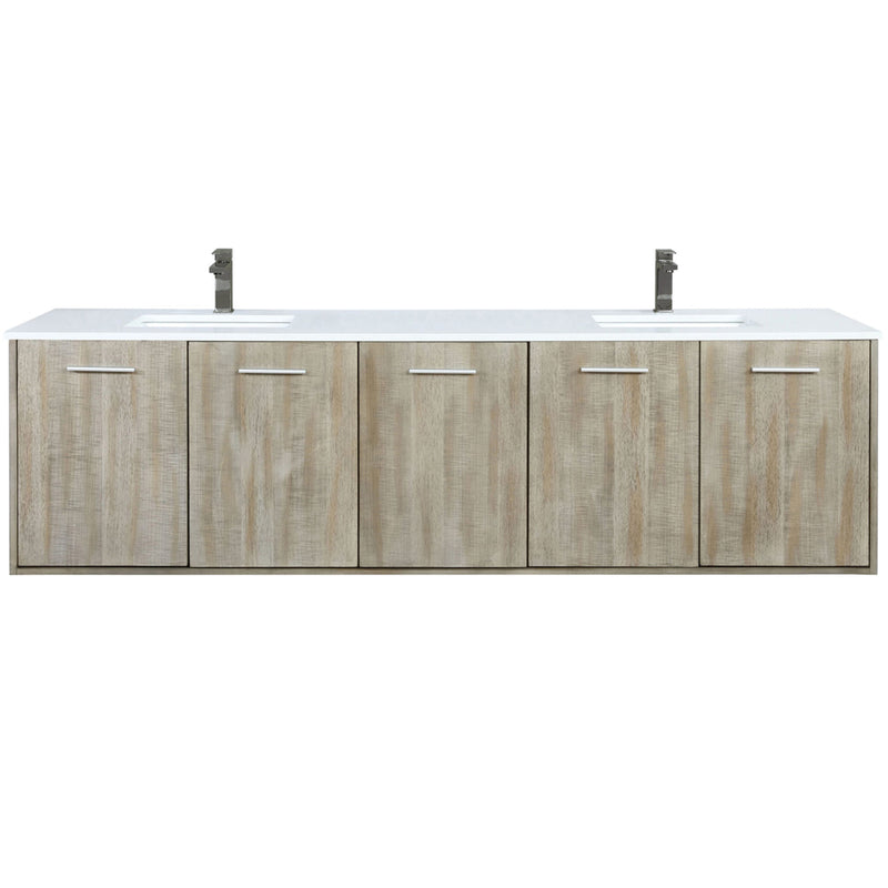 Lexora Fairbanks 80 " W x 20 " D Rustic Acacia Double Bath Vanity Cultured Marble Top with Faucet Set