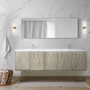 Lexora Fairbanks 80" W x 20" D Rustic Acacia Double Bath Vanity Cultured Marble Top with Faucet Set and 70" Mirror