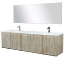 Lexora Fairbanks 80" W x 20" D Rustic Acacia Double Bath Vanity Cultured Marble Top with Faucet Set and 70" Mirror