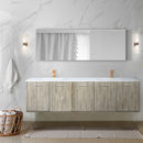 Lexora Fairbanks 80" W x 20" D Rustic Acacia Double Bath Vanity Cultured Marble Top with Faucet Set and 70" Mirror