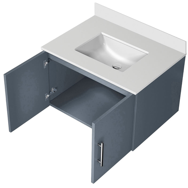 Lexora Geneva 30" W x 22" D Dark Grey Bath Vanity and Marble Top