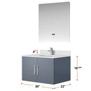 Lexora Geneva 30" W x 22" D Dark Grey Bath Vanity and Marble Top