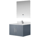 Lexora Geneva 30" W x 22" D Dark Grey Bath Vanity Marble Top with Faucet Set and 30" LED Mirror