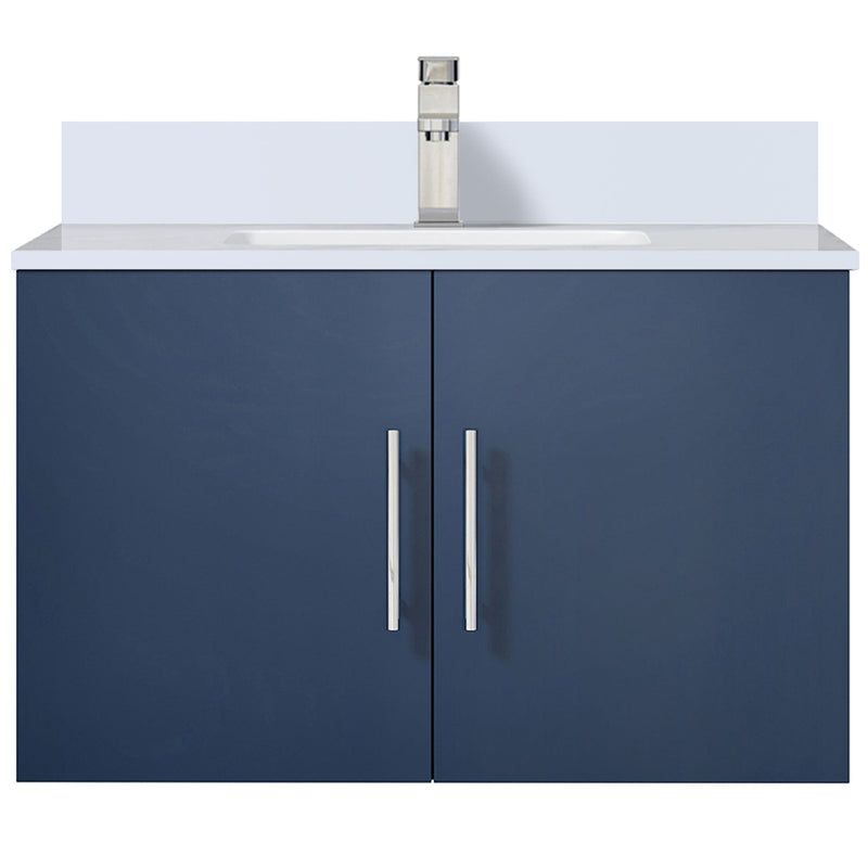 Lexora Geneva 30" W x 22" D Navy Blue Bath Vanity Marble Top with Faucet Set