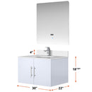 Lexora Geneva 30" W x 22" D Glossy White Bath Vanity and Marble Top