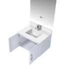 Lexora Geneva 30" W x 22" D Glossy White Bath Vanity Marble Top with Faucet Set and 30" LED Mirror