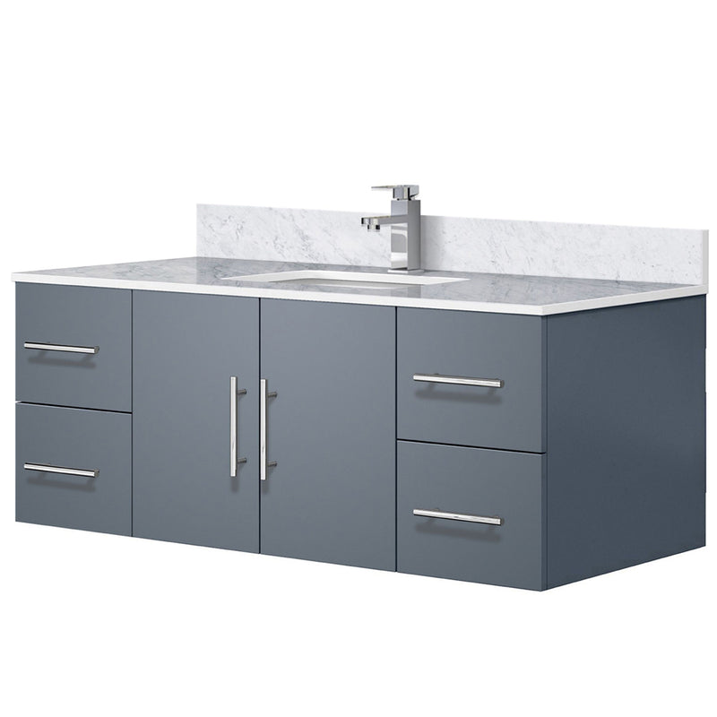 Lexora Geneva 48" W x 22" D Dark Grey Bath Vanity Marble Top and Faucet Set