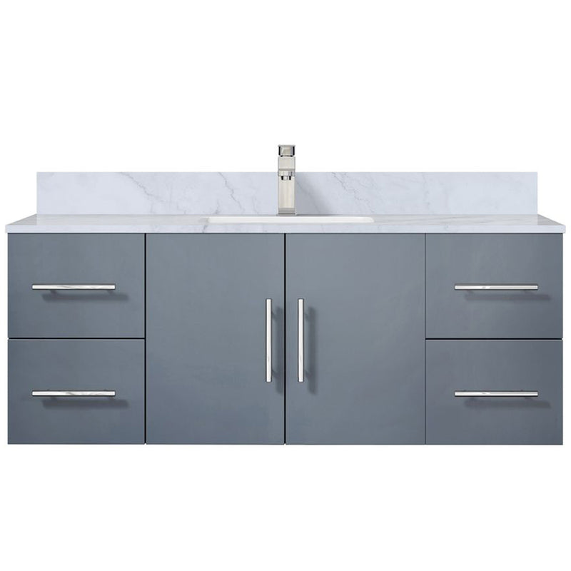 Lexora Geneva 48" W x 22" D Dark Grey Bath Vanity Marble Top and Faucet Set