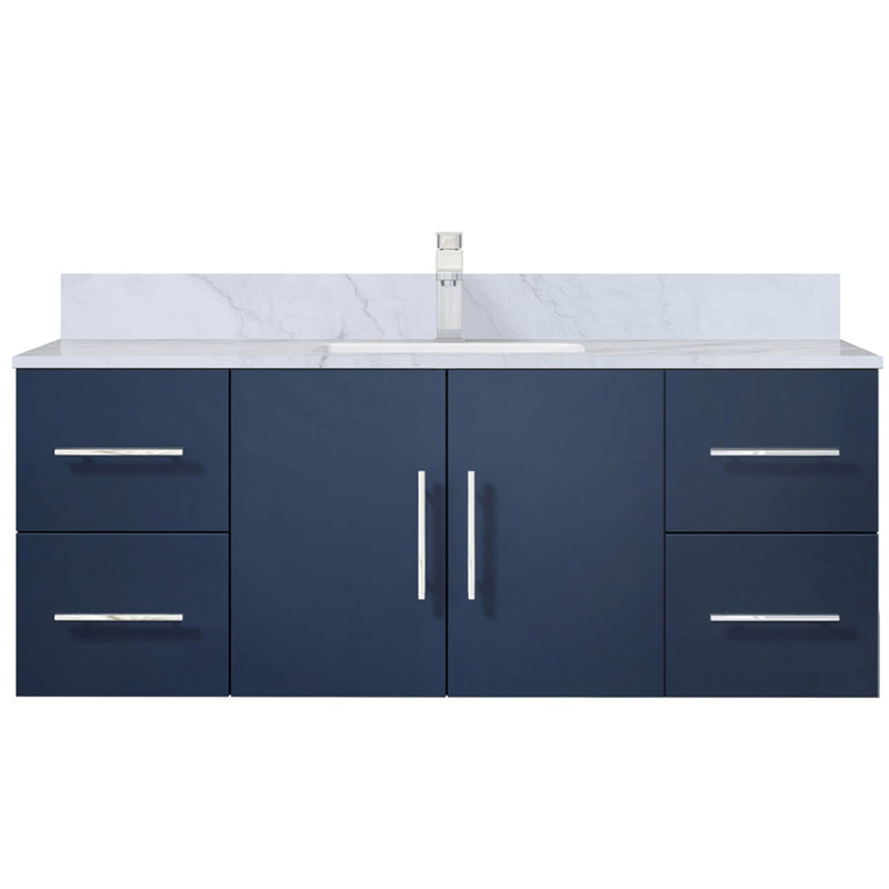 Lexora Geneva 48 " W x 22 " D Navy Blue Bath Vanity Marble Top and Faucet Set