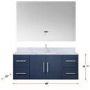 Lexora Geneva 48 " W x 22 " D Navy Blue Bath Vanity Marble Top and 48" LED Mirror