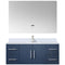 Lexora Geneva 48 " W x 22 " D Navy Blue Bath Vanity Marble Top with Faucet Set and 48" LED Mirror