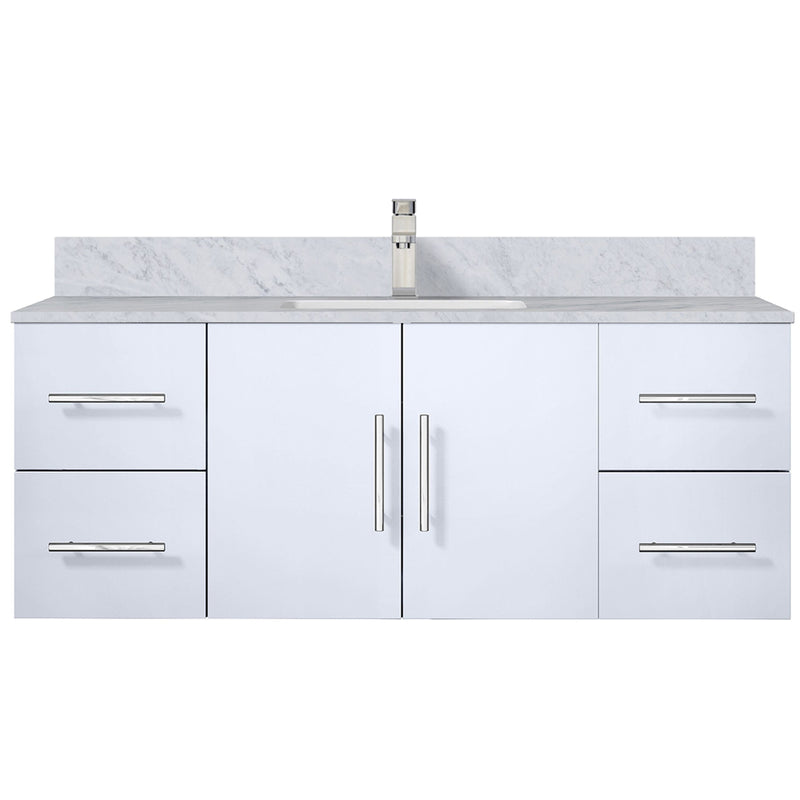 Lexora Geneva 48" W x 22" D Glossy White Bath Vanity Marble Top and Faucet Set