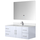 Lexora Geneva 48 " W x 22 " D Glossy White Bath Vanity Marble Top with Faucet Set and 48" LED Mirror