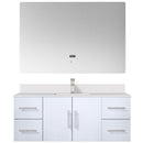 Lexora Geneva 48 " W x 22 " D Glossy White Bath Vanity Marble Top with Faucet Set and 48" LED Mirror