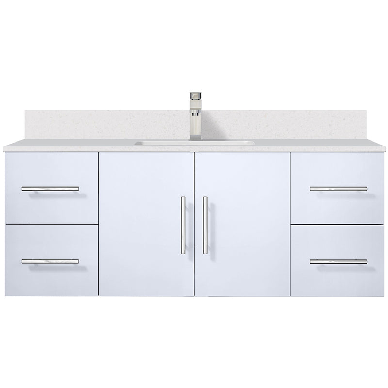 Lexora Geneva 48" W x 22" D Glossy White Bath Vanity Marble Top and Faucet Set