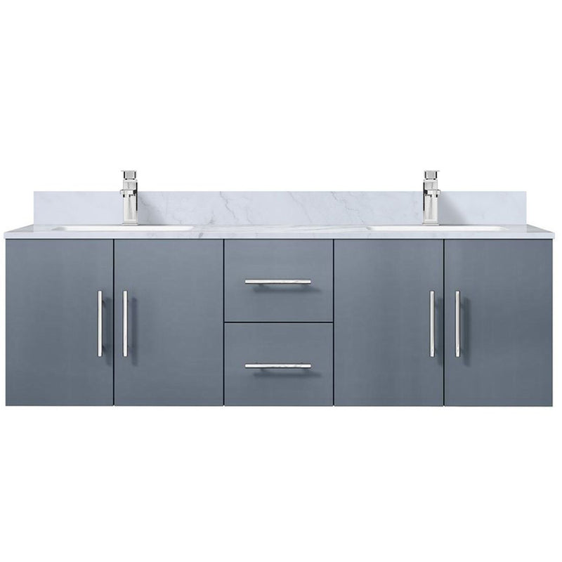 Lexora Geneva 60 " W x 22 " D Dark Grey Double Bath Vanity Marble Top and Faucet Set